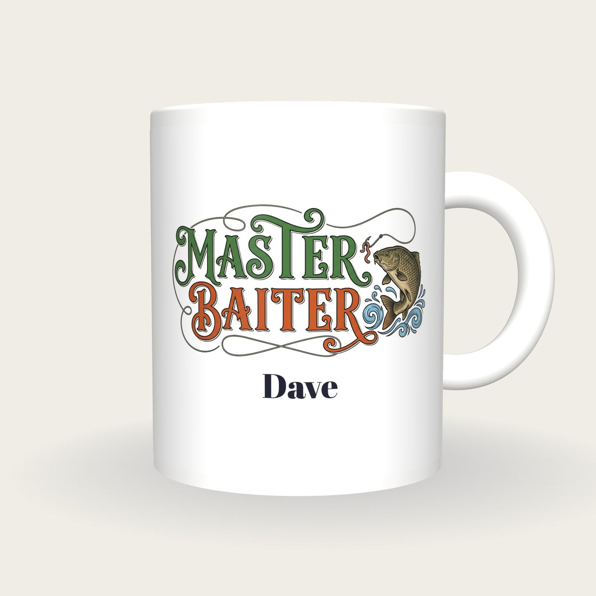 Personalised Master Baiter Fishing Mug, front