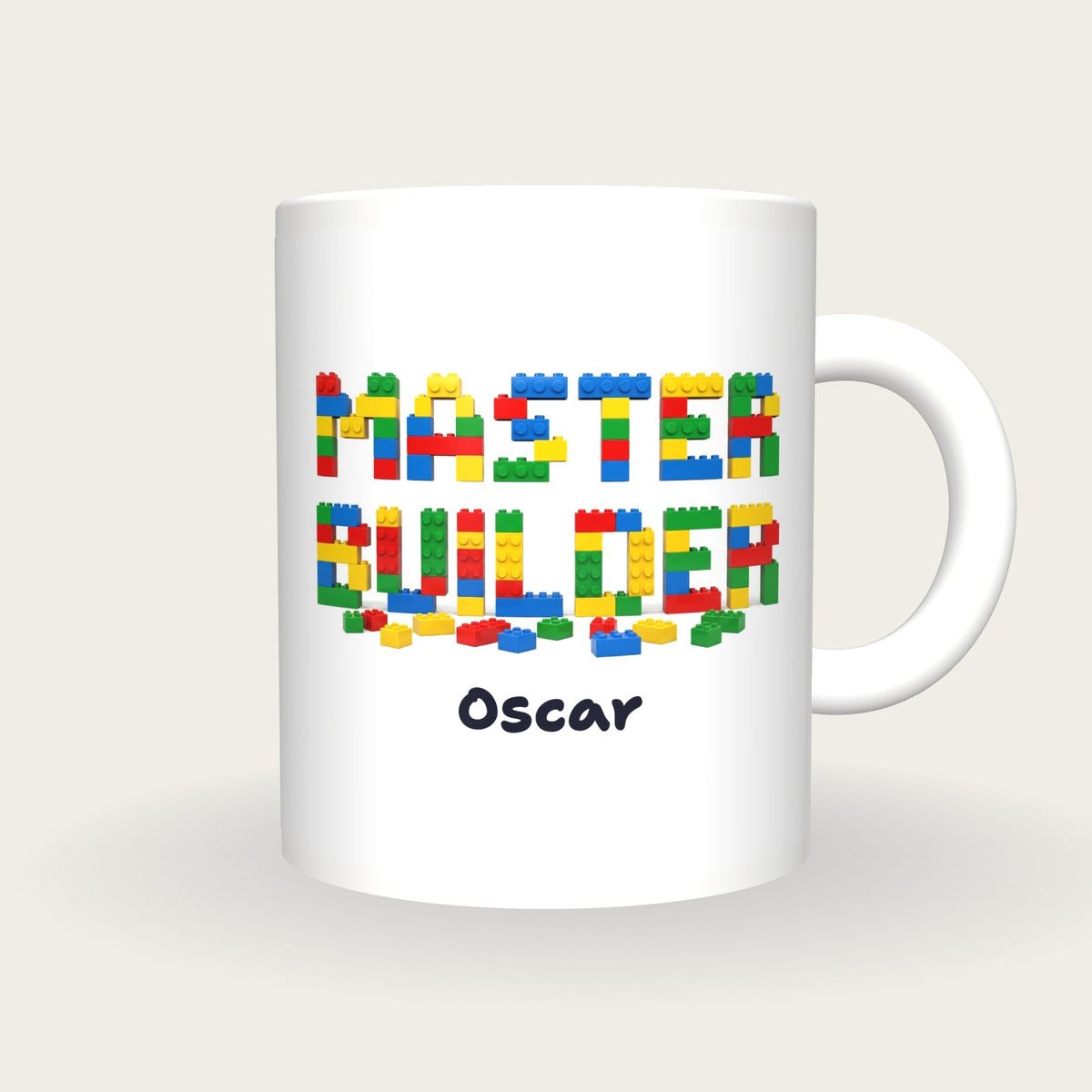 Personalised Master Builder Brick Mug, front