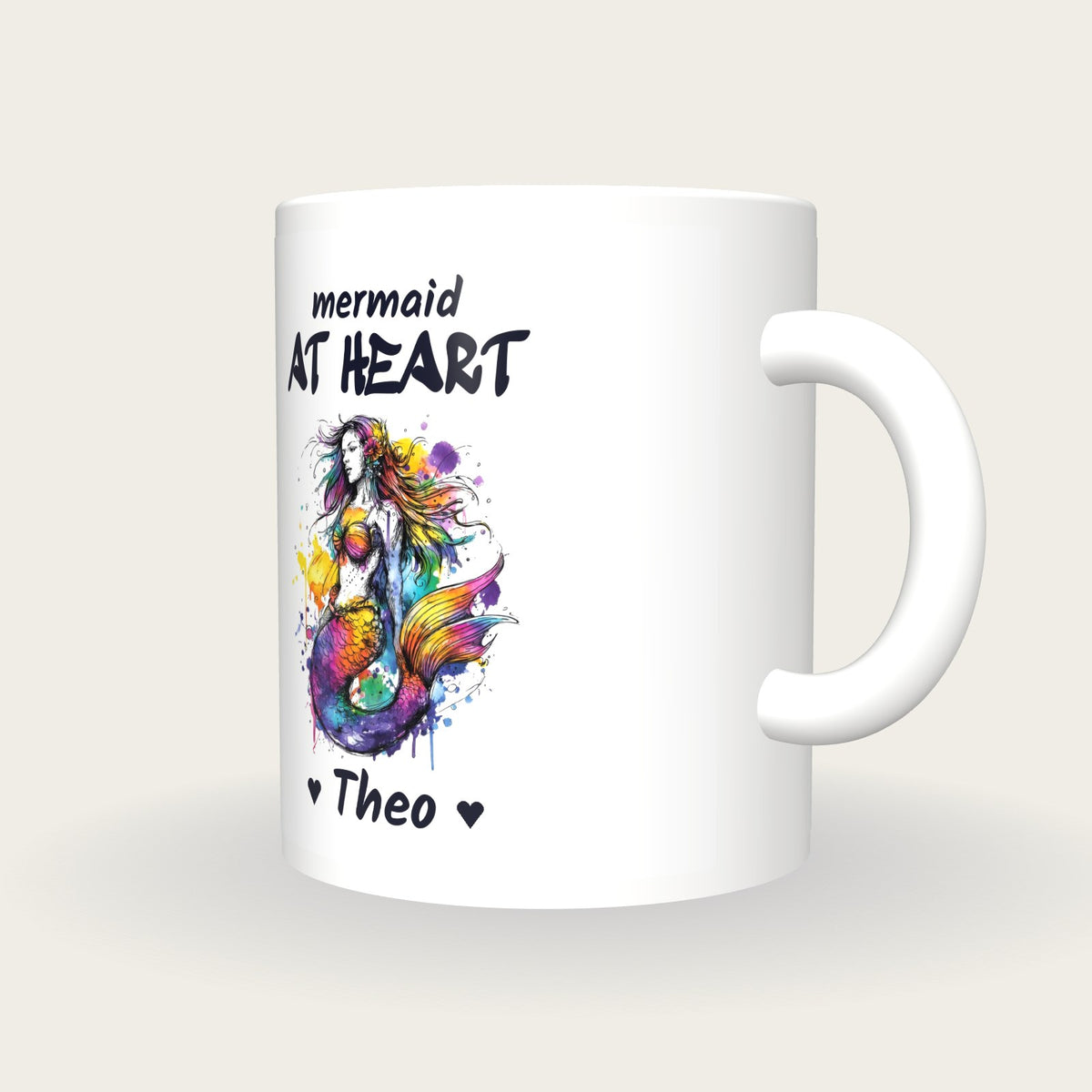 Personalised Mermaid Mug, Mermaid At Heart, three-quarter view