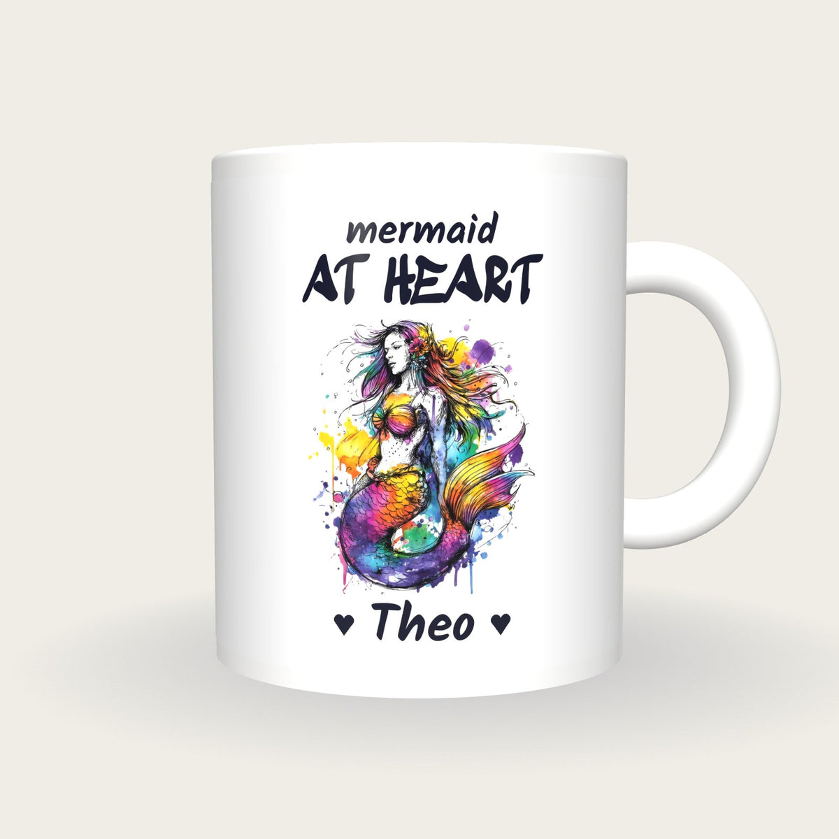 Personalised Mermaid Mug, Mermaid At Heart, front
