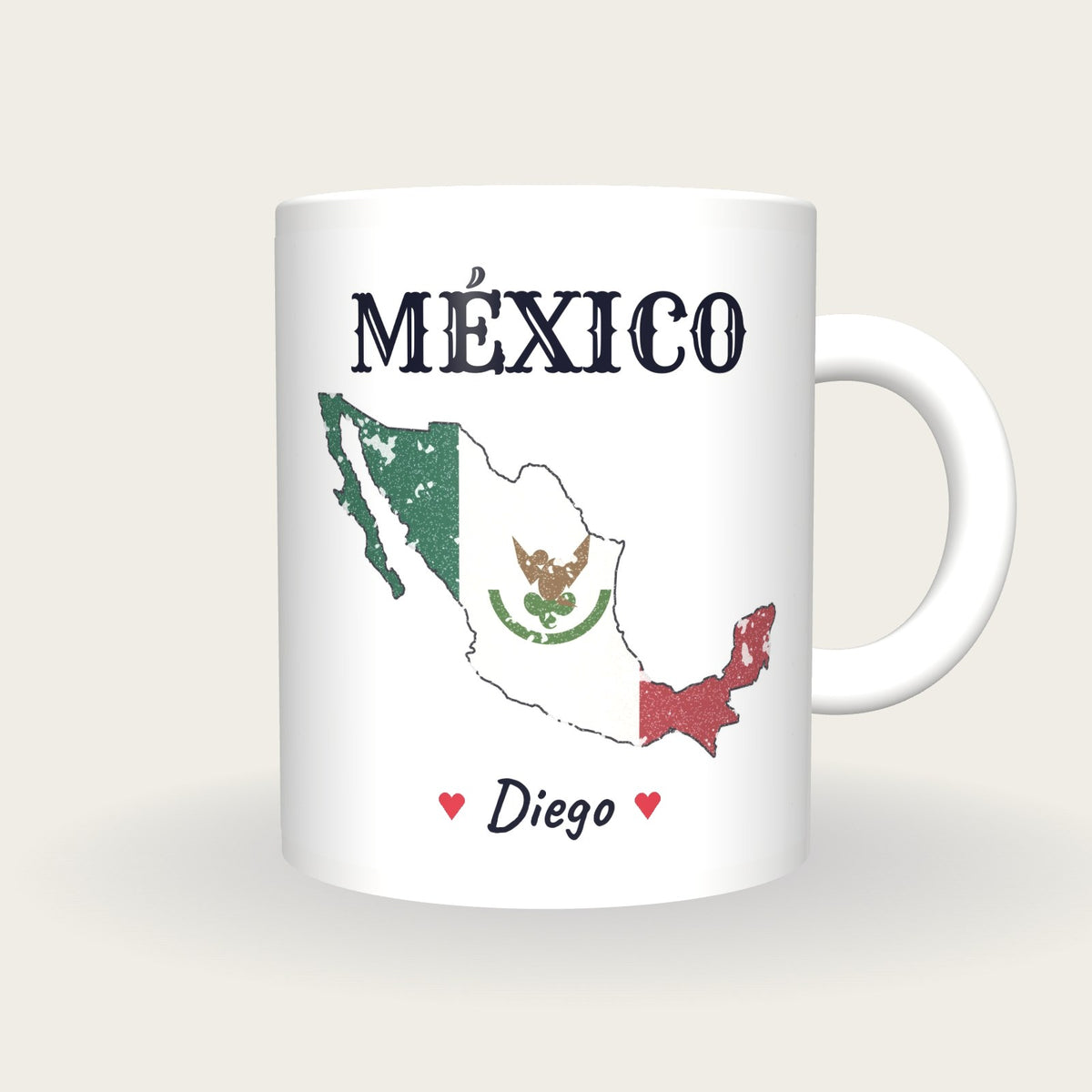 Personalised Mexico Map Mug, México, front