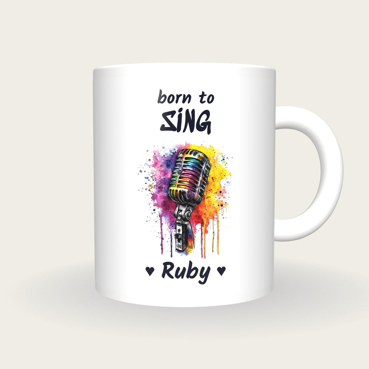 Personalised Microphone Mug, Born To Sing, front
