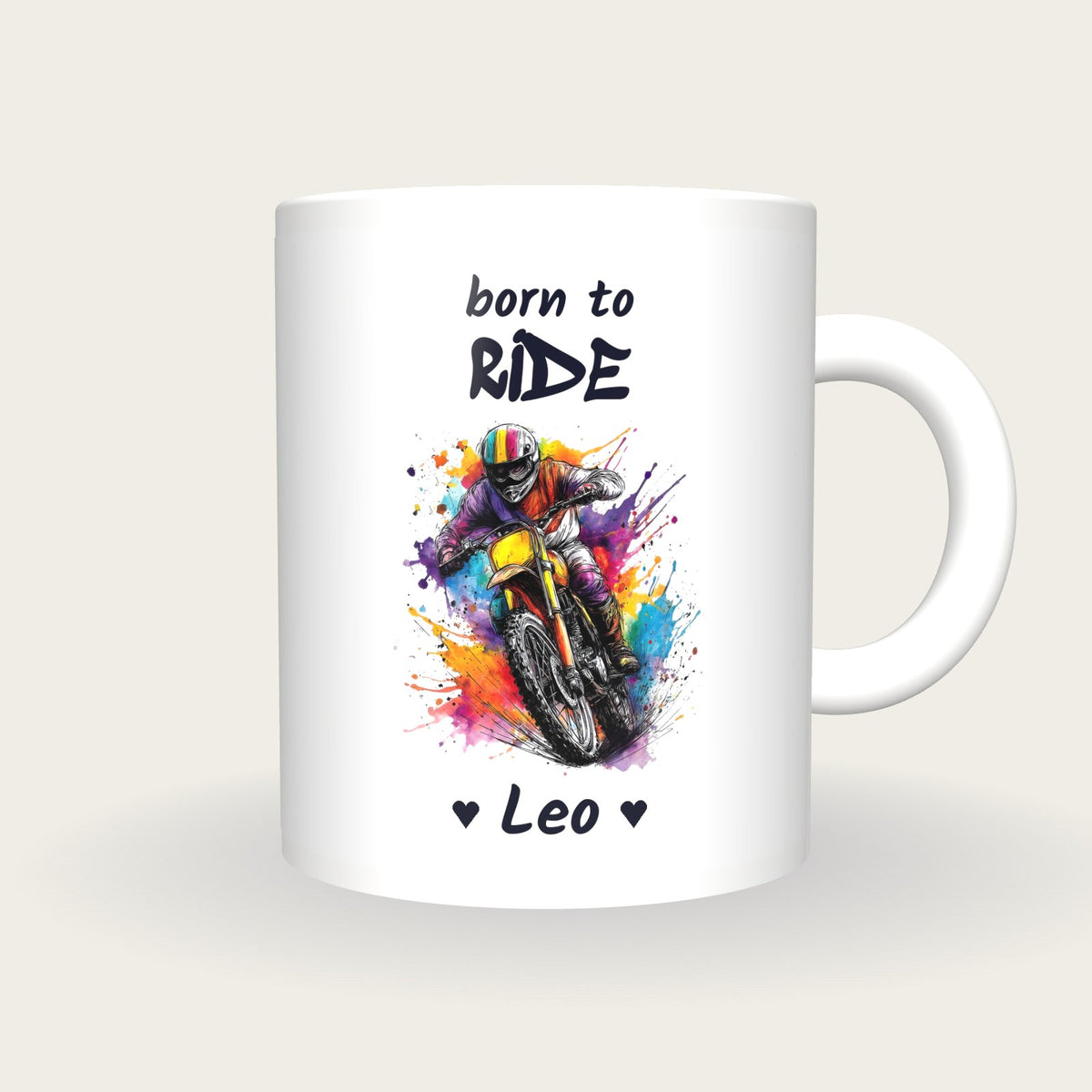 Personalised Motorbike Mug, Born To Ride, front