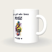Personalised Music Note Mug, Just A Girl Who Loves Music, three-quarter view