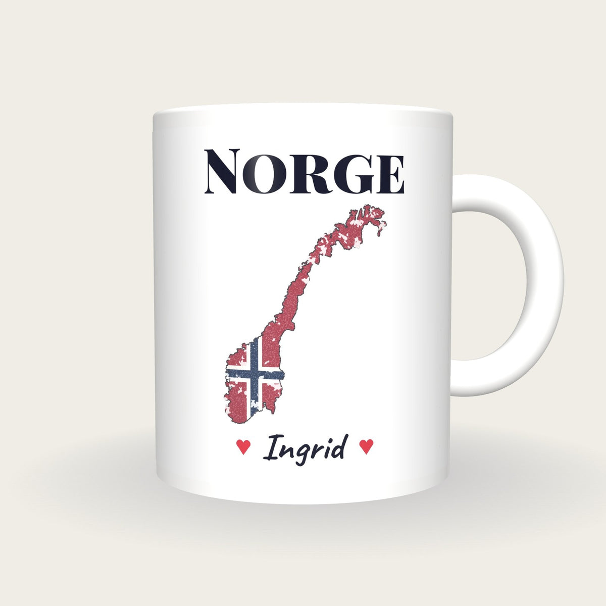 Personalised Norway Map Mug, Norge, front