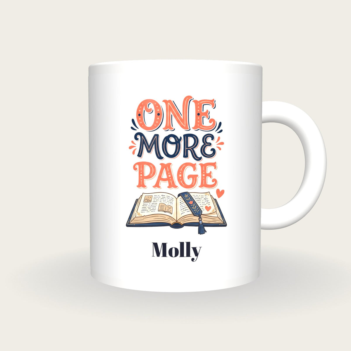 Personalised One More Page Book Mug, front