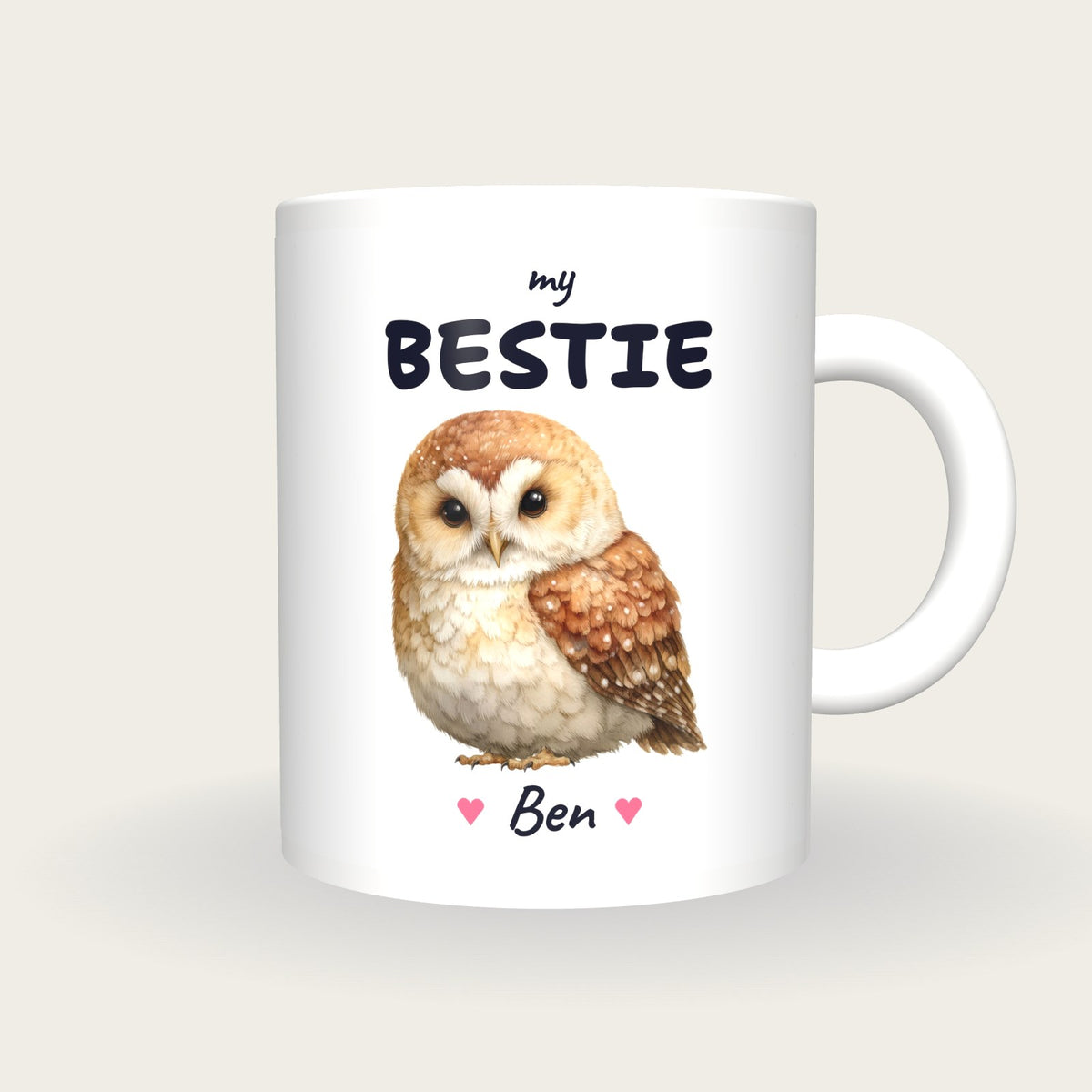 Personalised Owl Mug, My Bestie, front