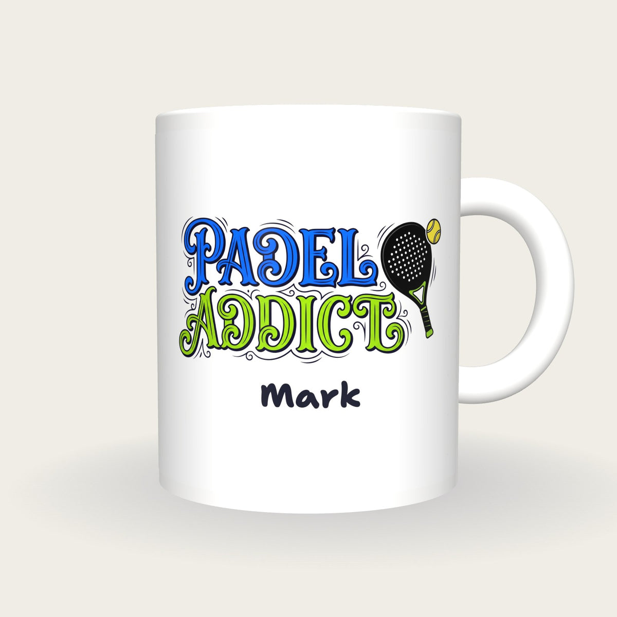 Personalised Padel Addict Mug, front