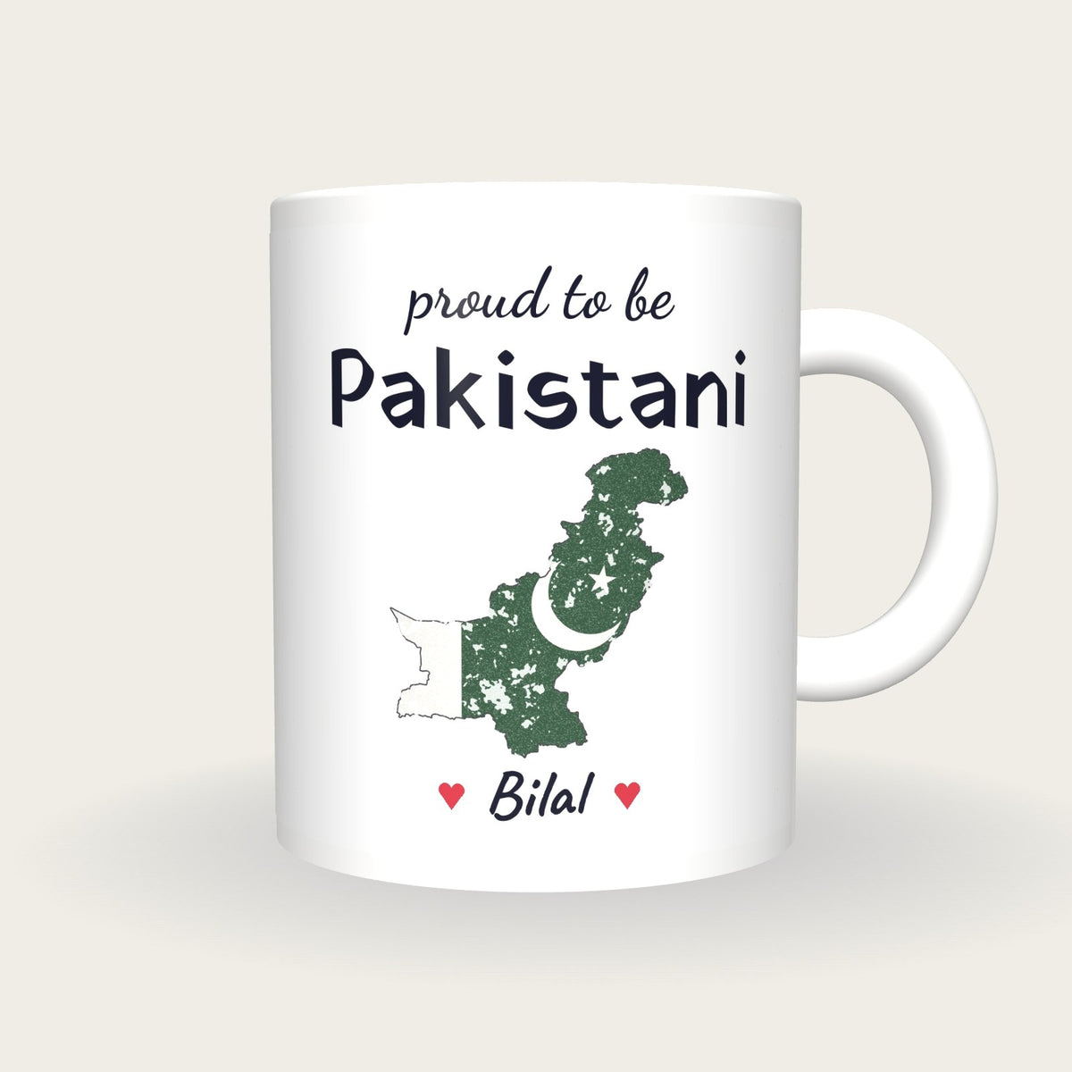 Personalised Pakistan Map Mug, Proud To Be Pakistani, front