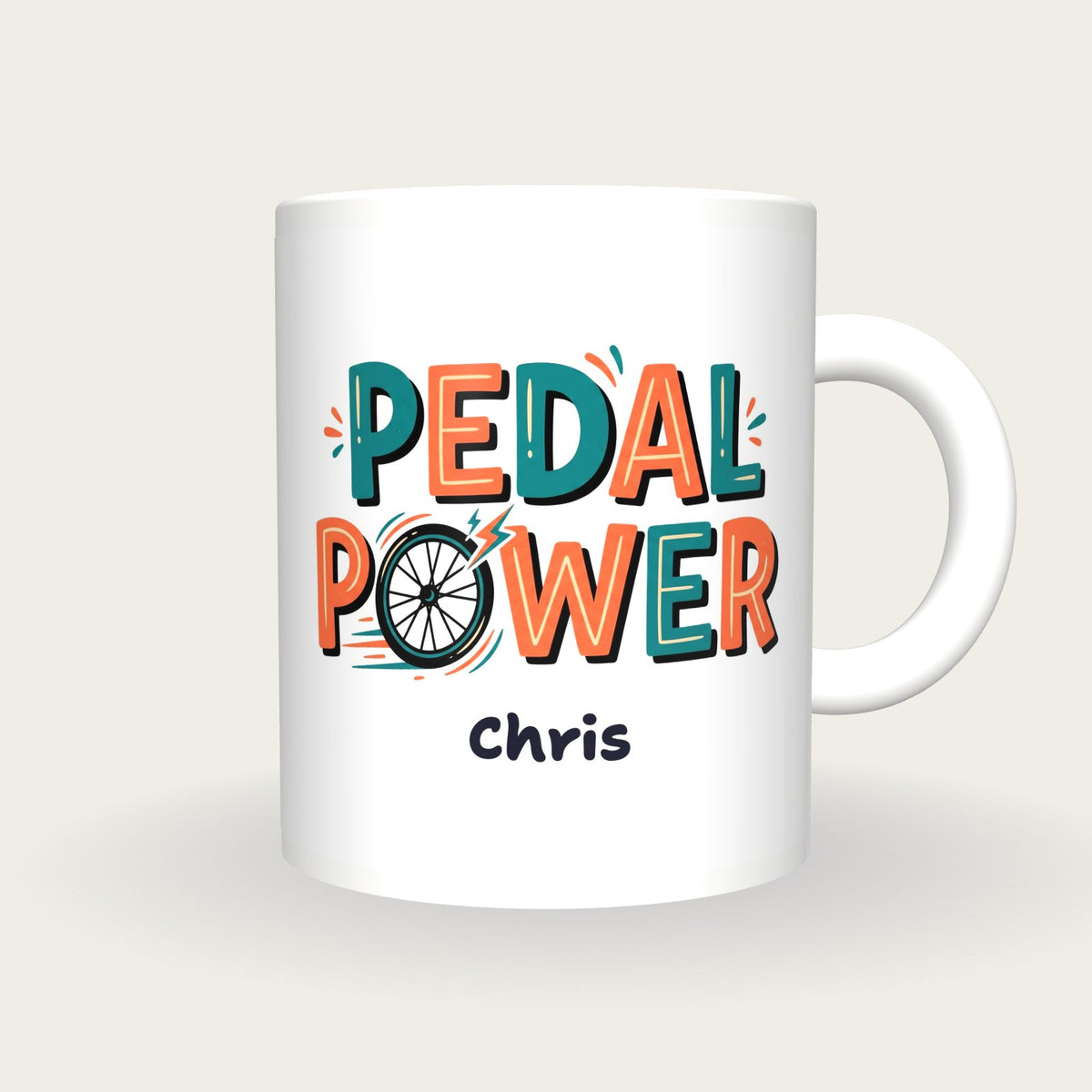 Personalised Pedal Power Cycling Mug, front