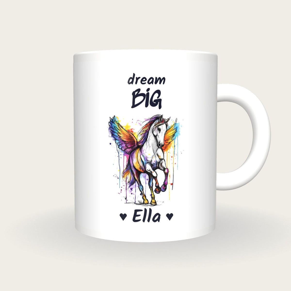 Personalised Pegasus Mug, Dream Big, front