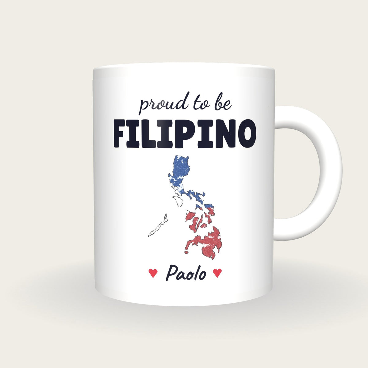 Personalised Philippines Map Mug, Proud To Be Filipino, front