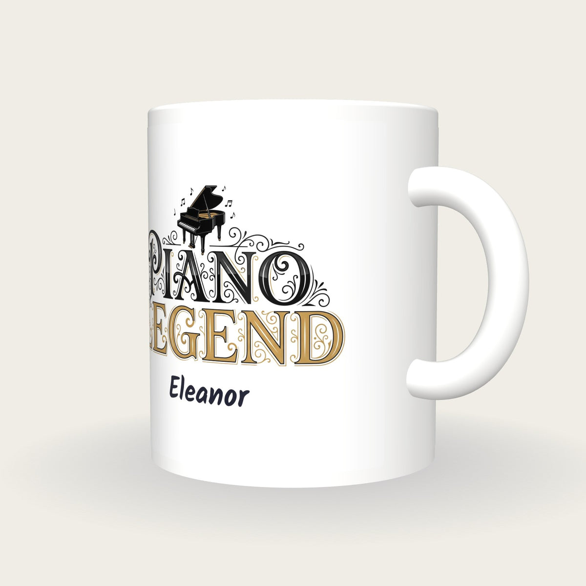 Personalised Piano Legend Mug, three-quarter view