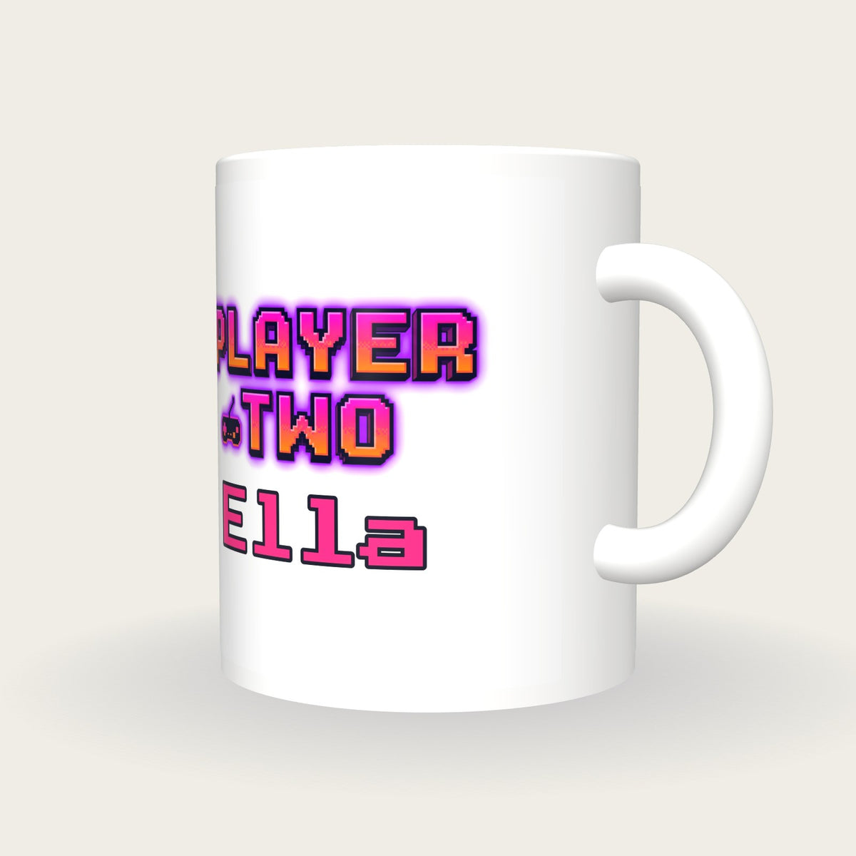 Personalised Player Two Gamer Mug, three-quarter view