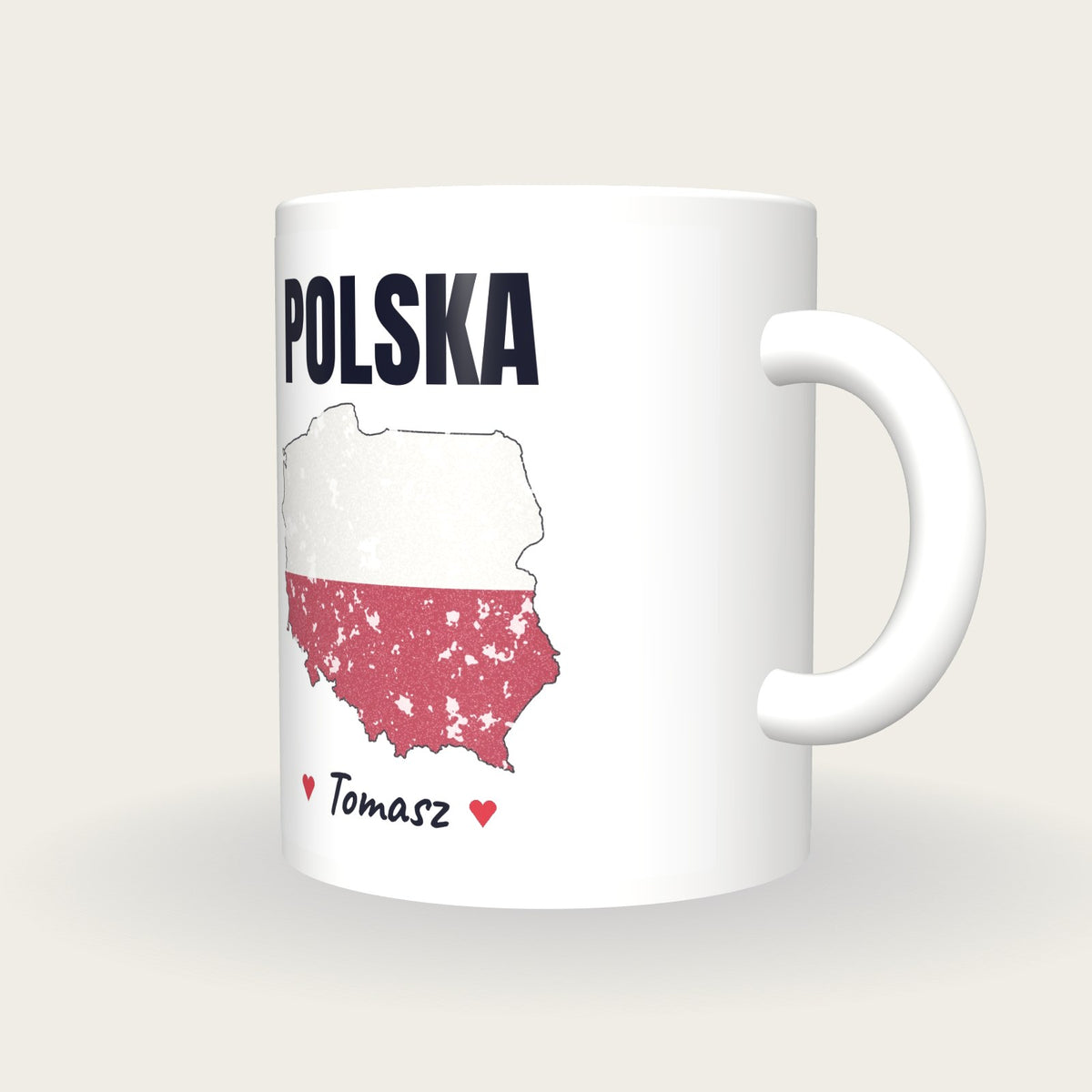 Personalised Poland Map Mug, Polska, three-quarter view