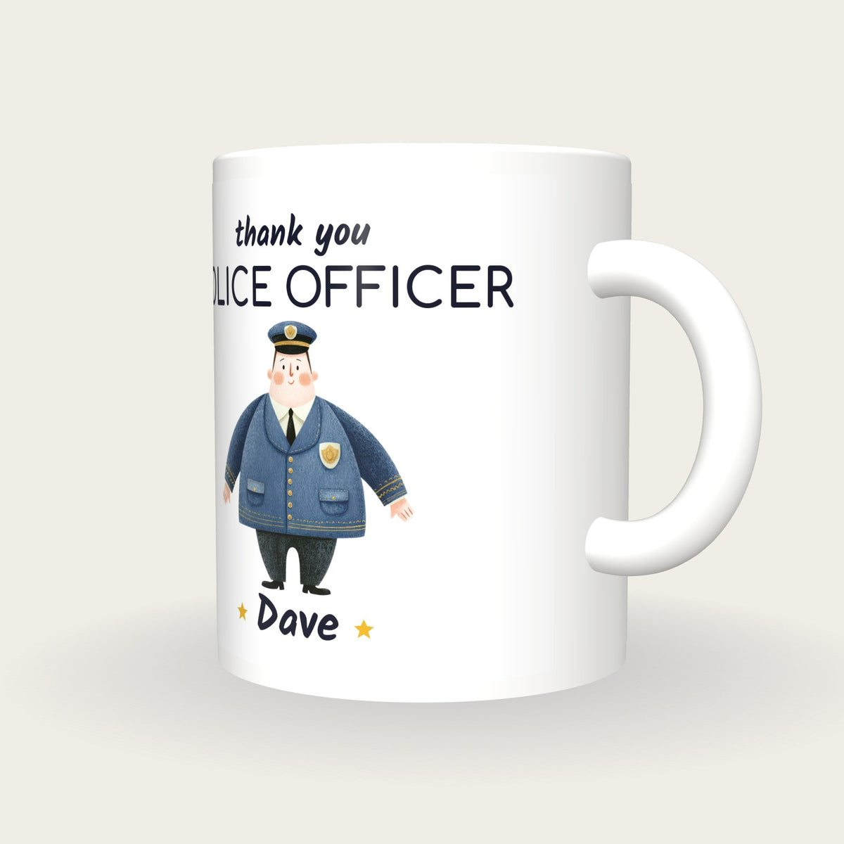 Personalised Police Officer Mug, Thank You Police Officer, three-quarter view
