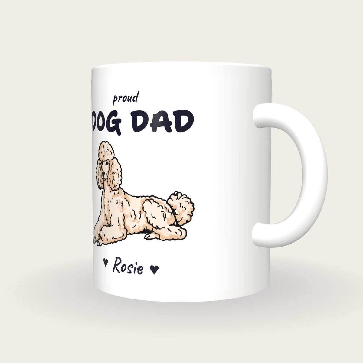 Personalised Poodle Dog Dad Mug, three-quarter view