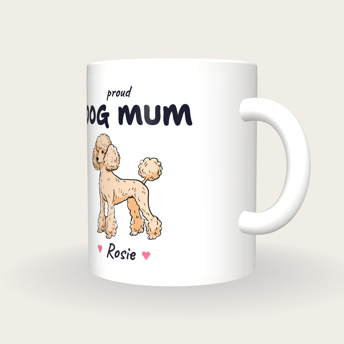 Personalised Poodle Dog Mum Mug, three-quarter view