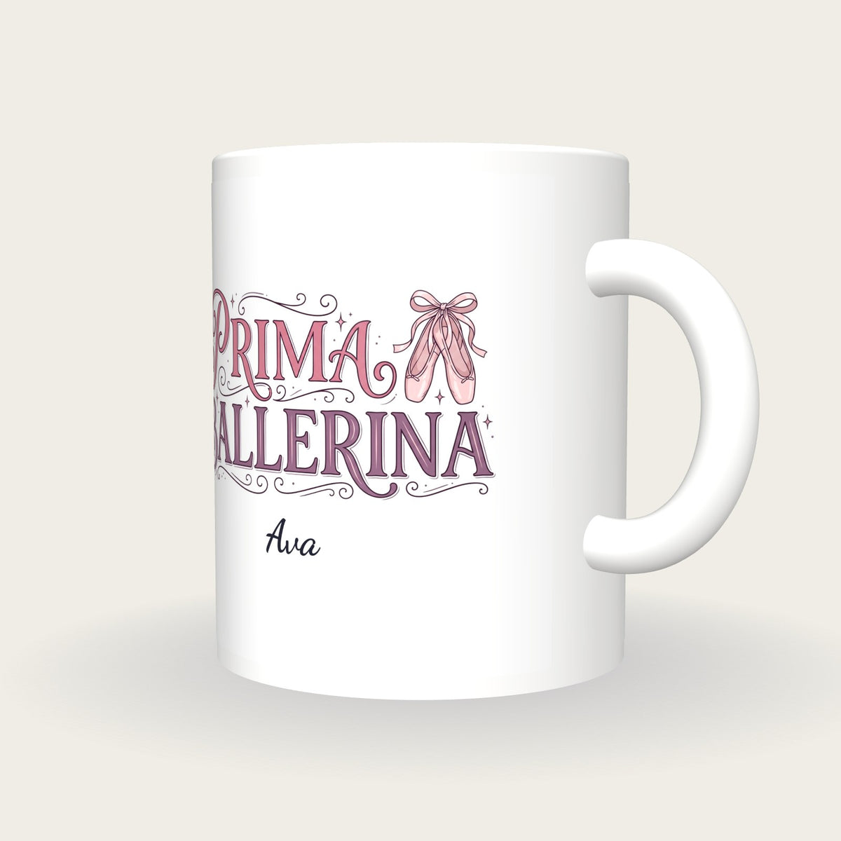 Personalised Prima Ballerina Ballet Mug, three-quarter view