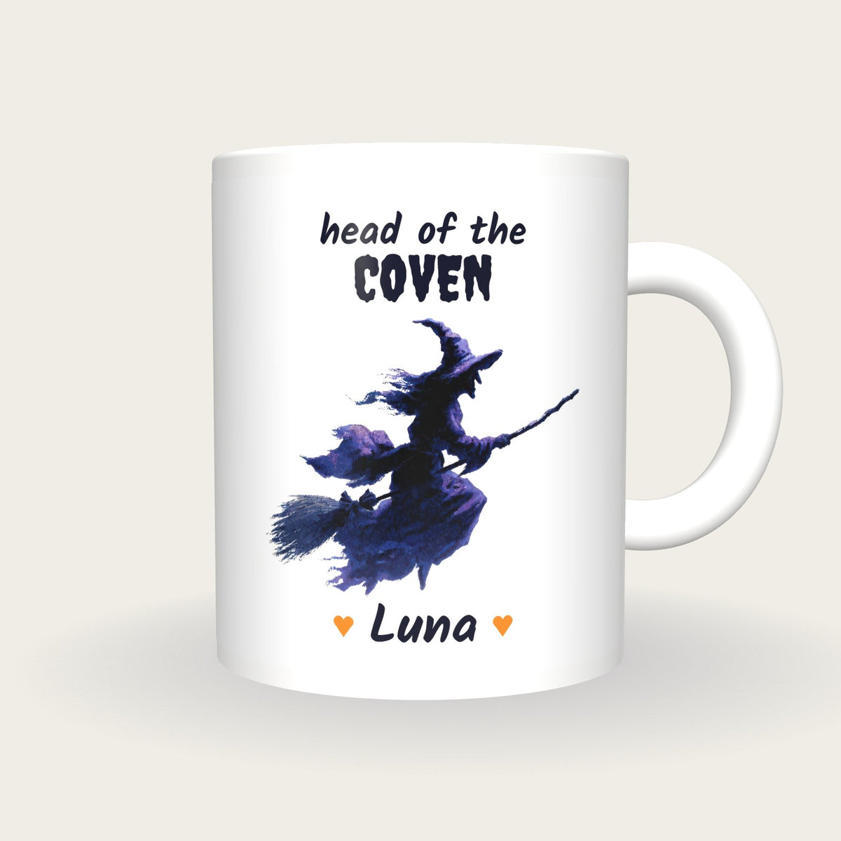 Personalised Purple Witch Mug, Head Of The Coven, front