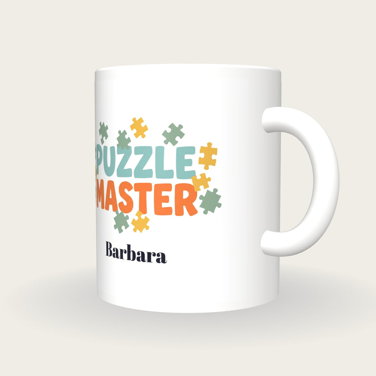 Personalised Puzzle Master Jigsaw Mug, three-quarter view