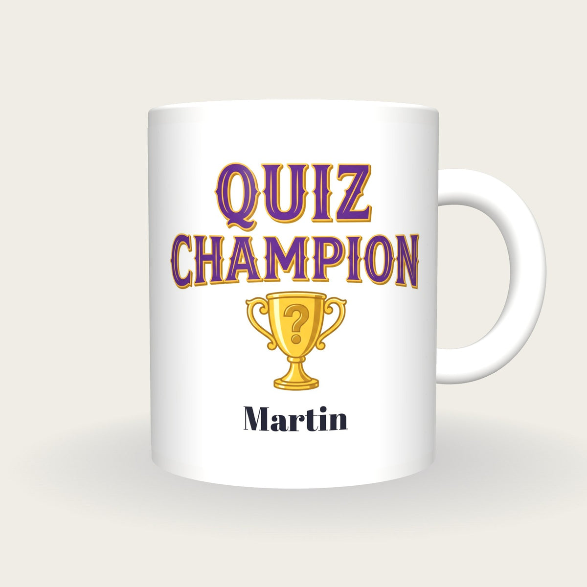 Personalised Quiz Champion Mug, front
