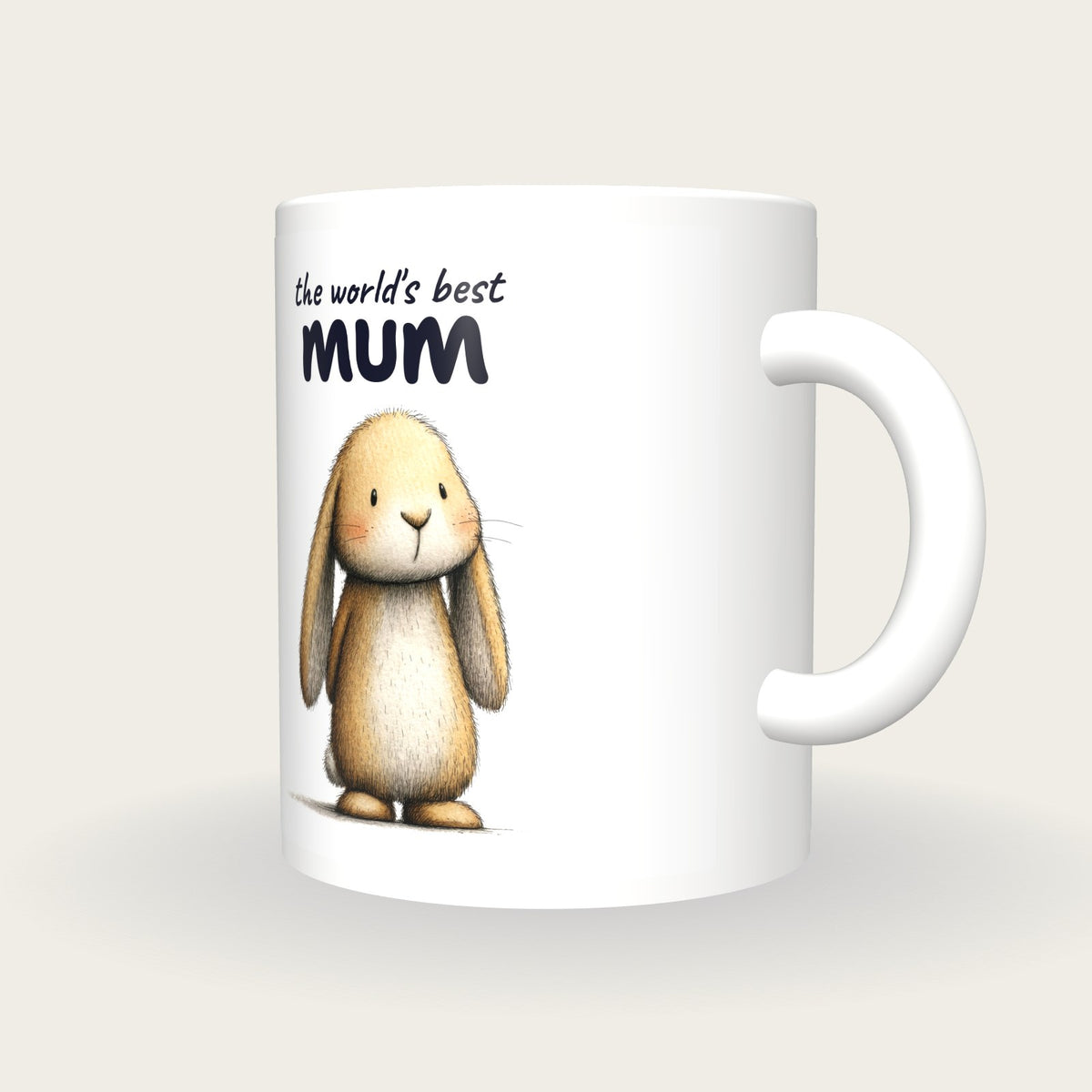 Personalised Rabbit Mug, Best Mum, three-quarter view