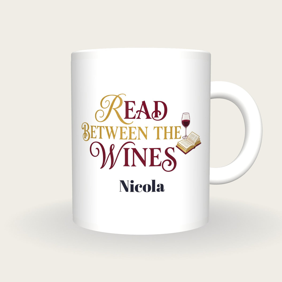 Personalised Read Between The Wines Book Club Mug, front
