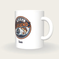 Personalised Reel Legend Fishing Mug, three-quarter view