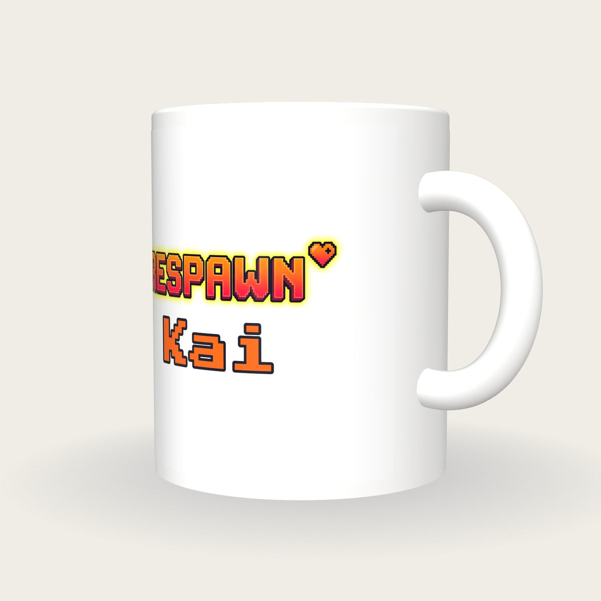 Personalised Respawn Gamer Mug, three-quarter view