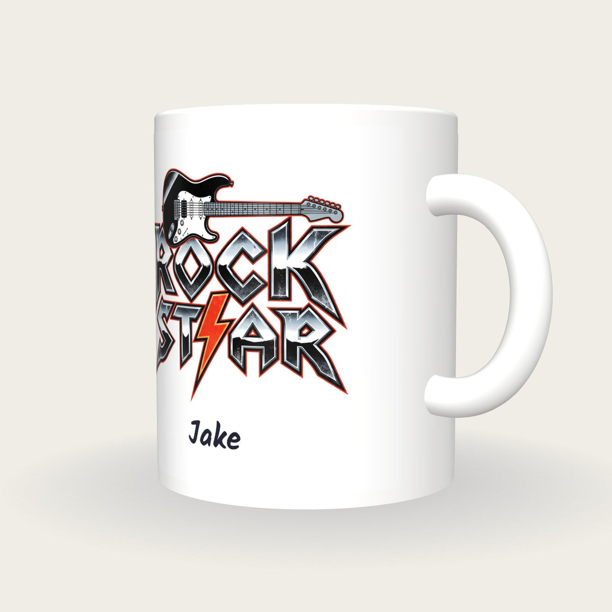 Personalised Rock Star Mug, three-quarter view
