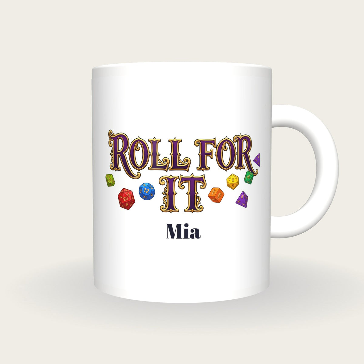 Personalised Roll For It Dice Mug, front