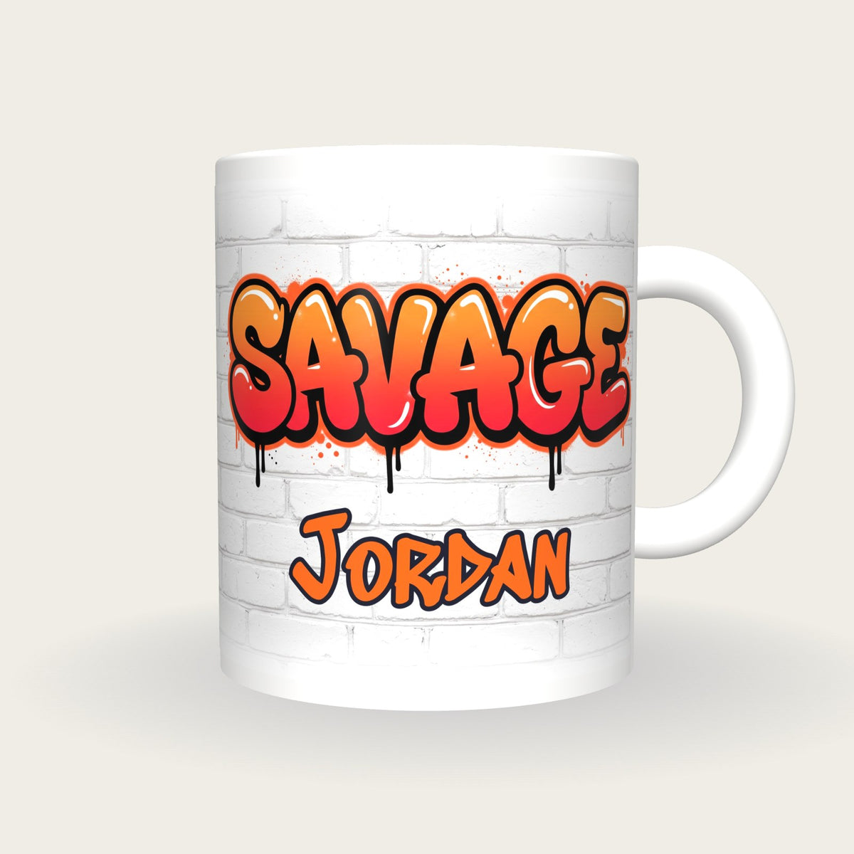 Personalised Savage Graffiti Mug, front