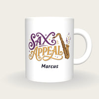 Personalised Sax Appeal Saxophone Mug, front