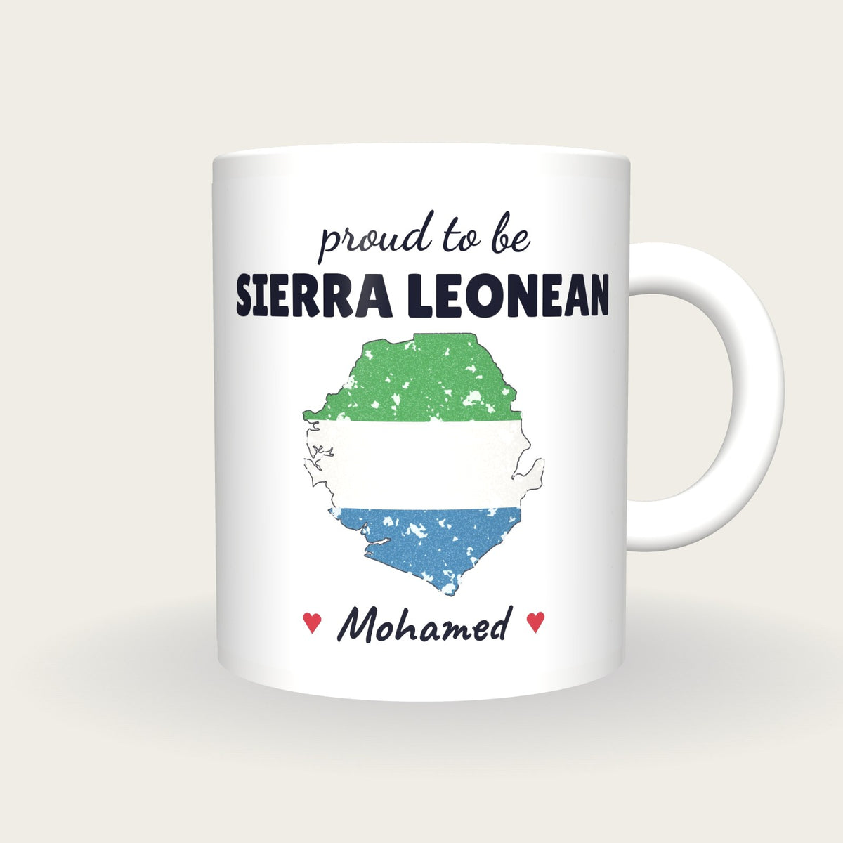 Personalised Sierra Leone Map Mug, Proud To Be Sierra Leonean, front
