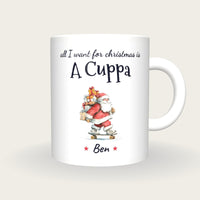 Personalised Skateboarding Santa Mug, All I Want For Christmas Is A Cuppa, front