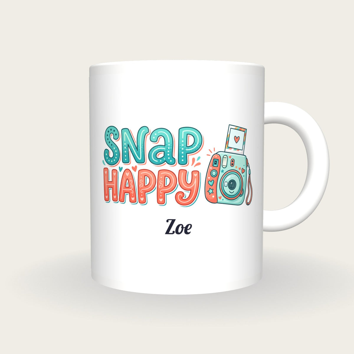 Personalised Snap Happy Camera Mug, front