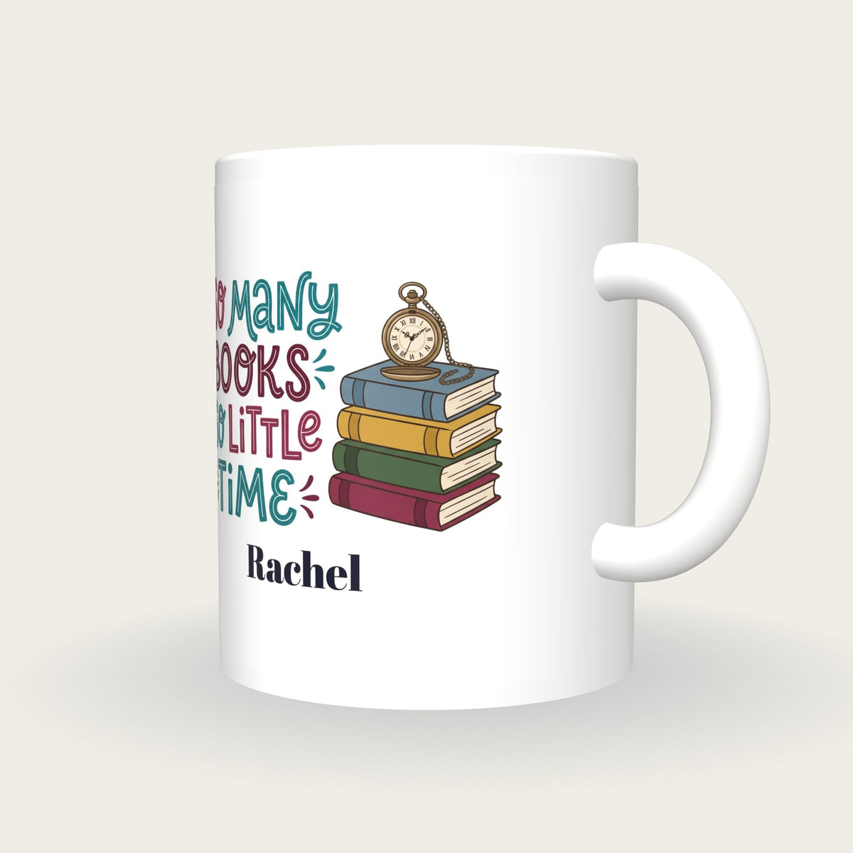 Personalised So Many Books So Little Time Mug, three-quarter view