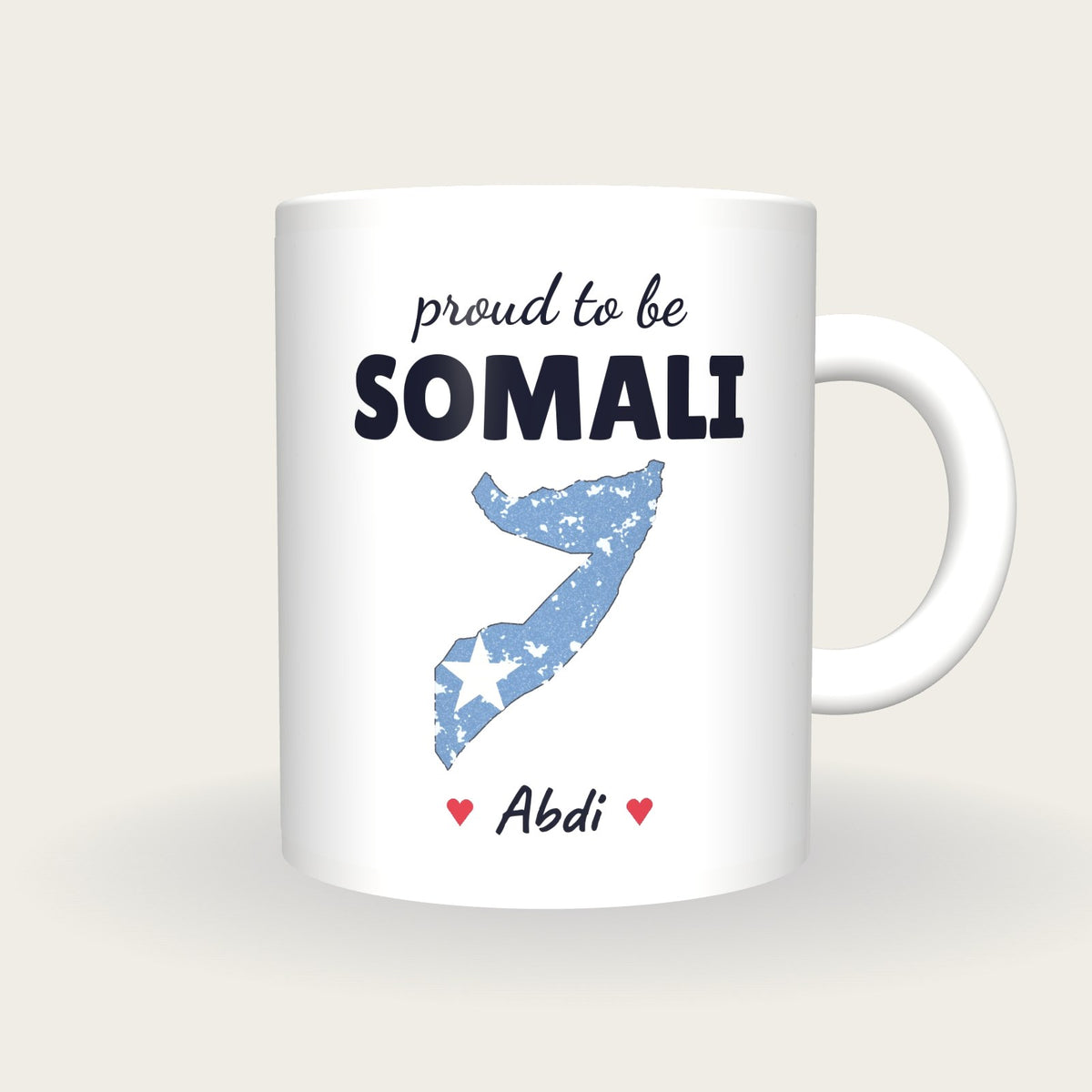 Personalised Somalia Map Mug, Proud To Be Somali, front