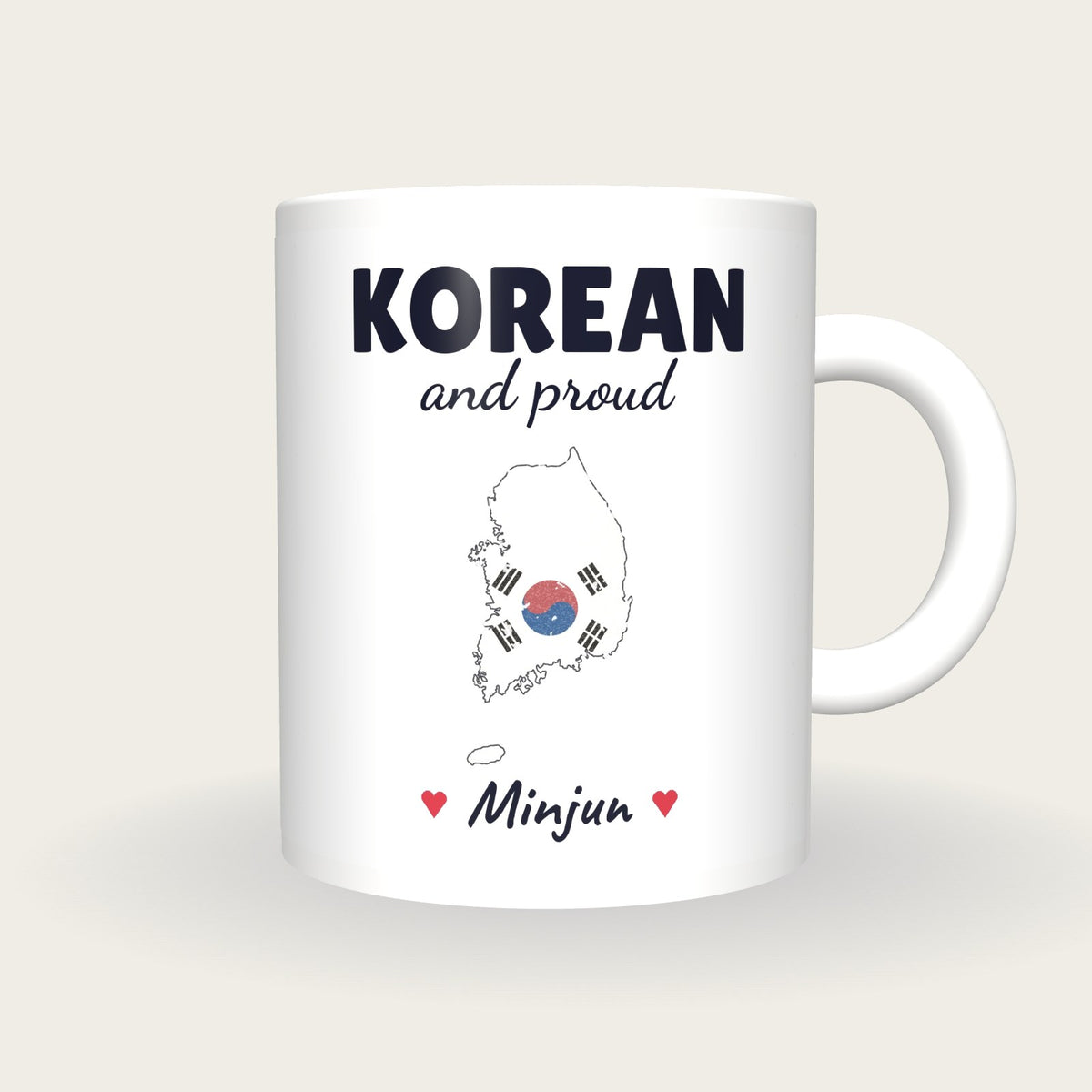 Personalised South Korea Map Mug, Korean And Proud, front