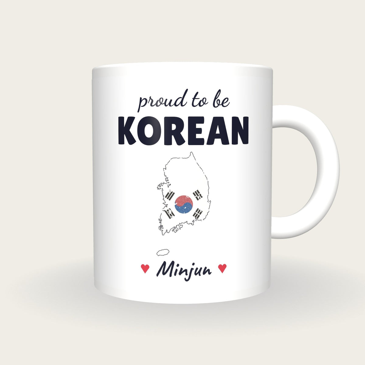 Personalised South Korea Map Mug, Proud To Be Korean, front
