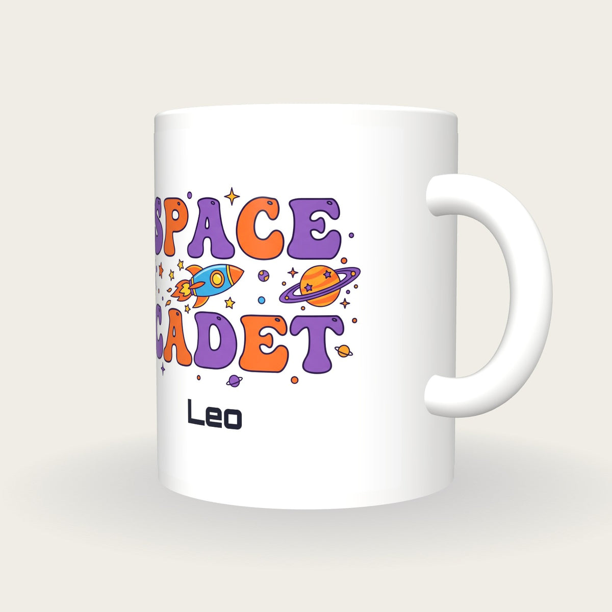 Personalised Space Cadet Mug, three-quarter view