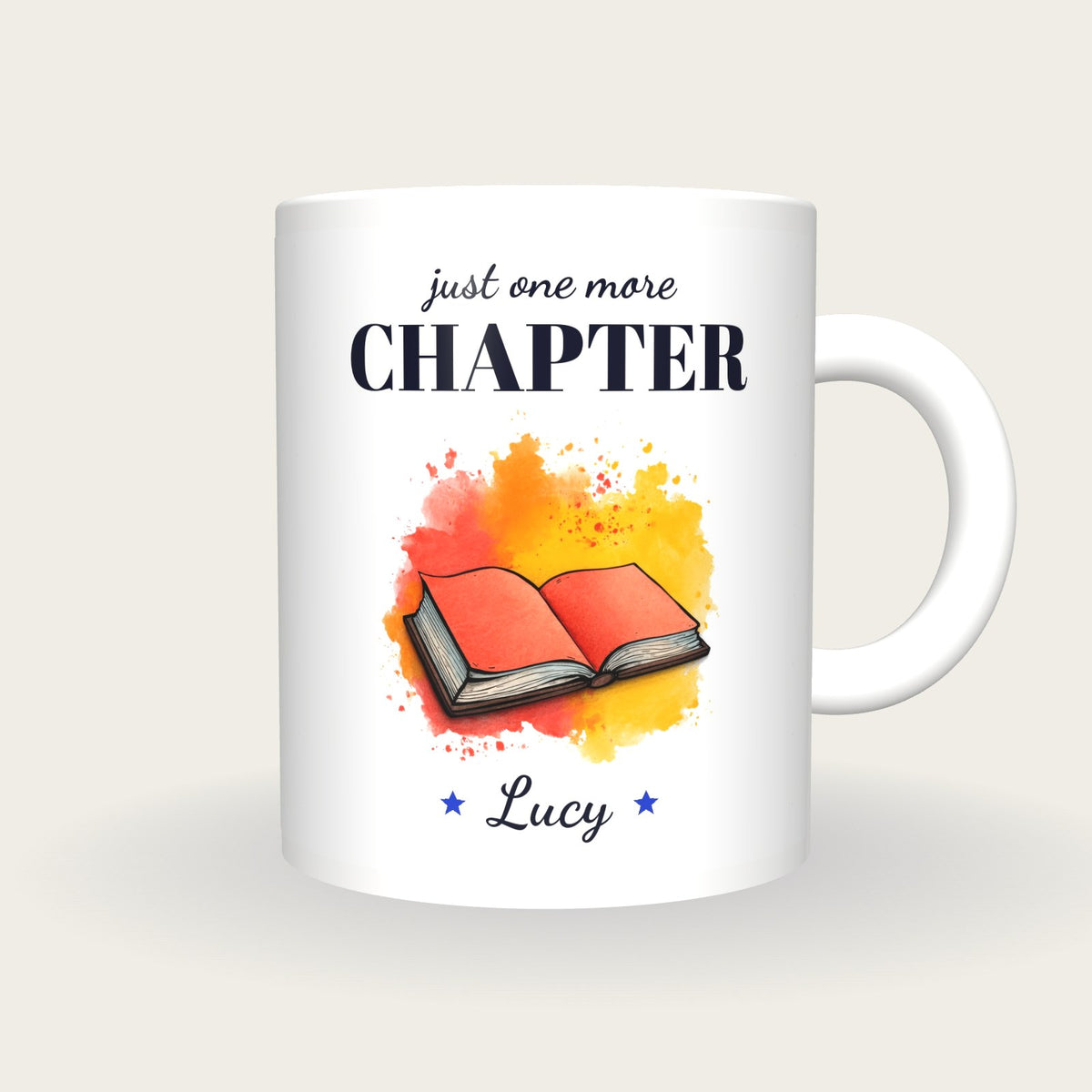 Personalised Splash Book Mug, Just One More Chapter, front