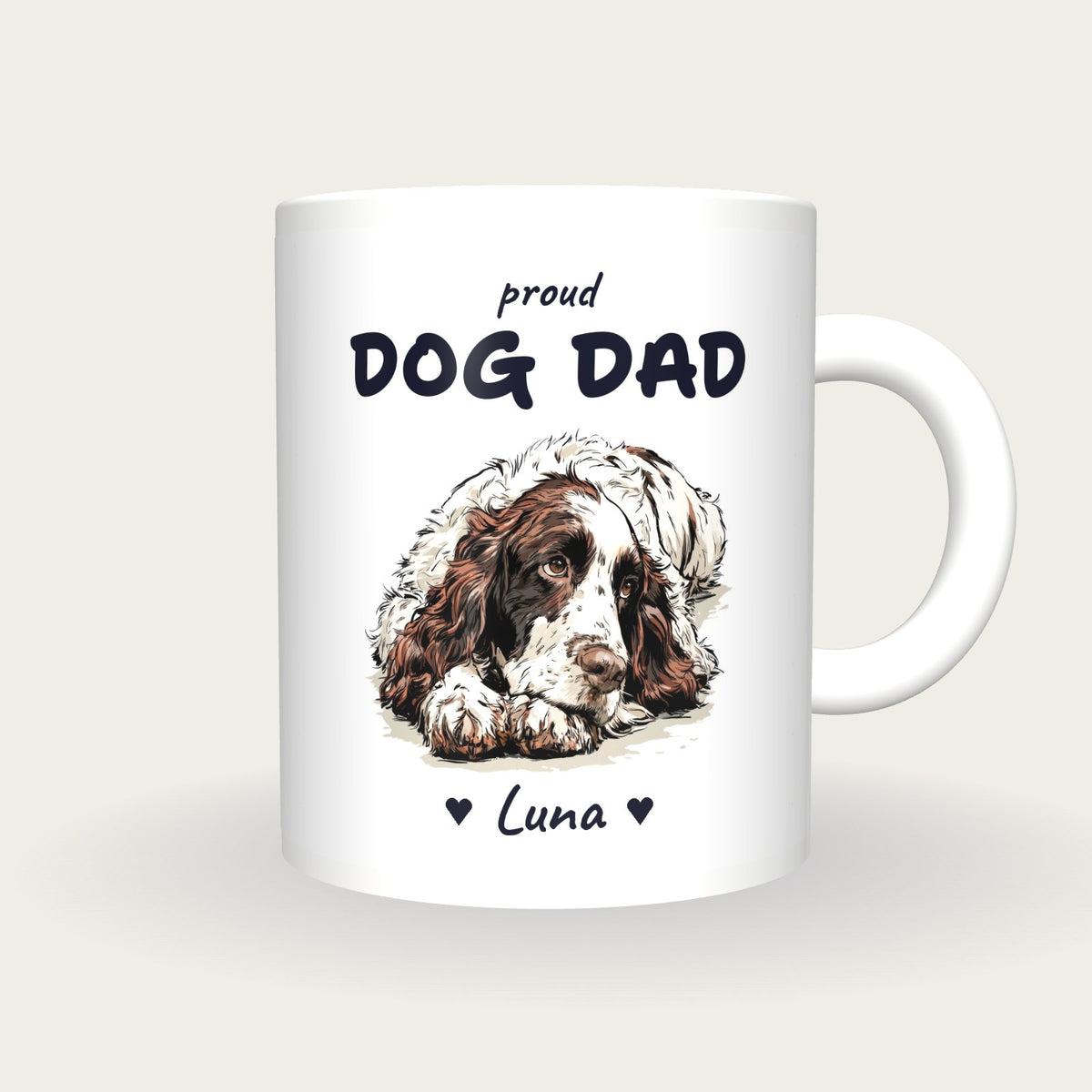 Personalised Springer Spaniel Dog Dad Mug, front