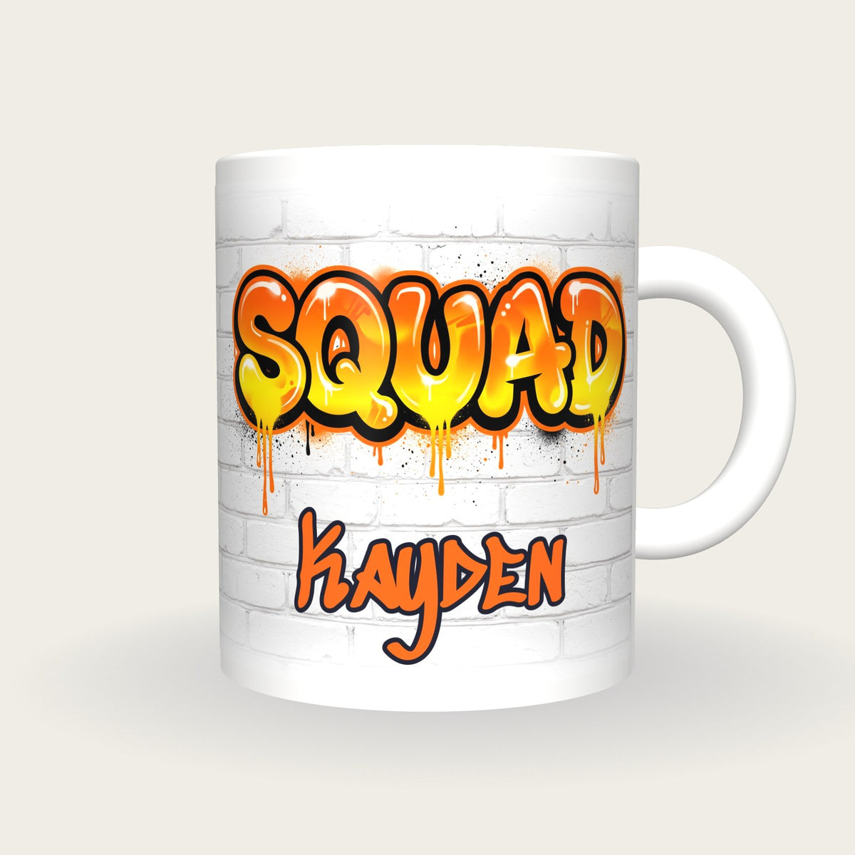 Personalised Squad Graffiti Mug, front