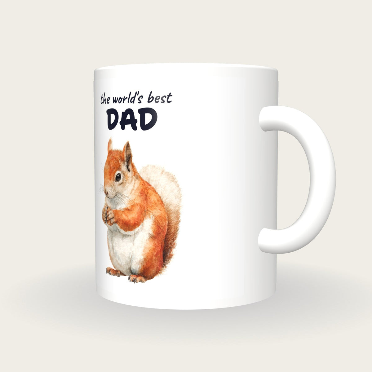 Personalised Squirrel Mug, Best Dad, three-quarter view