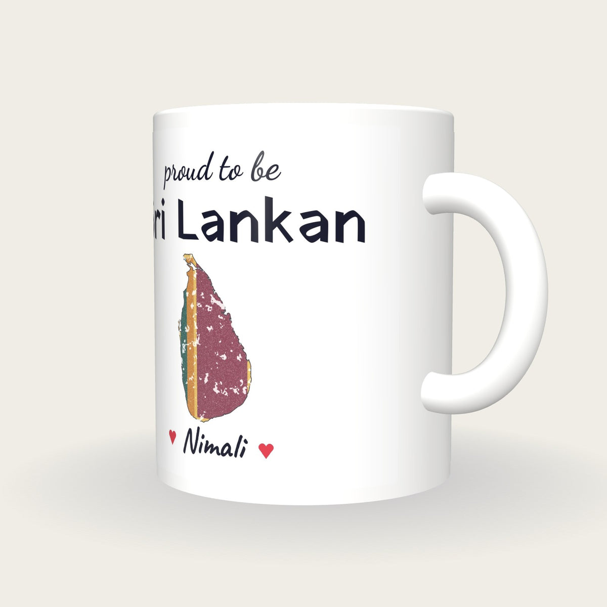 Personalised Sri Lanka Map Mug, Proud To Be Sri Lankan, three-quarter view