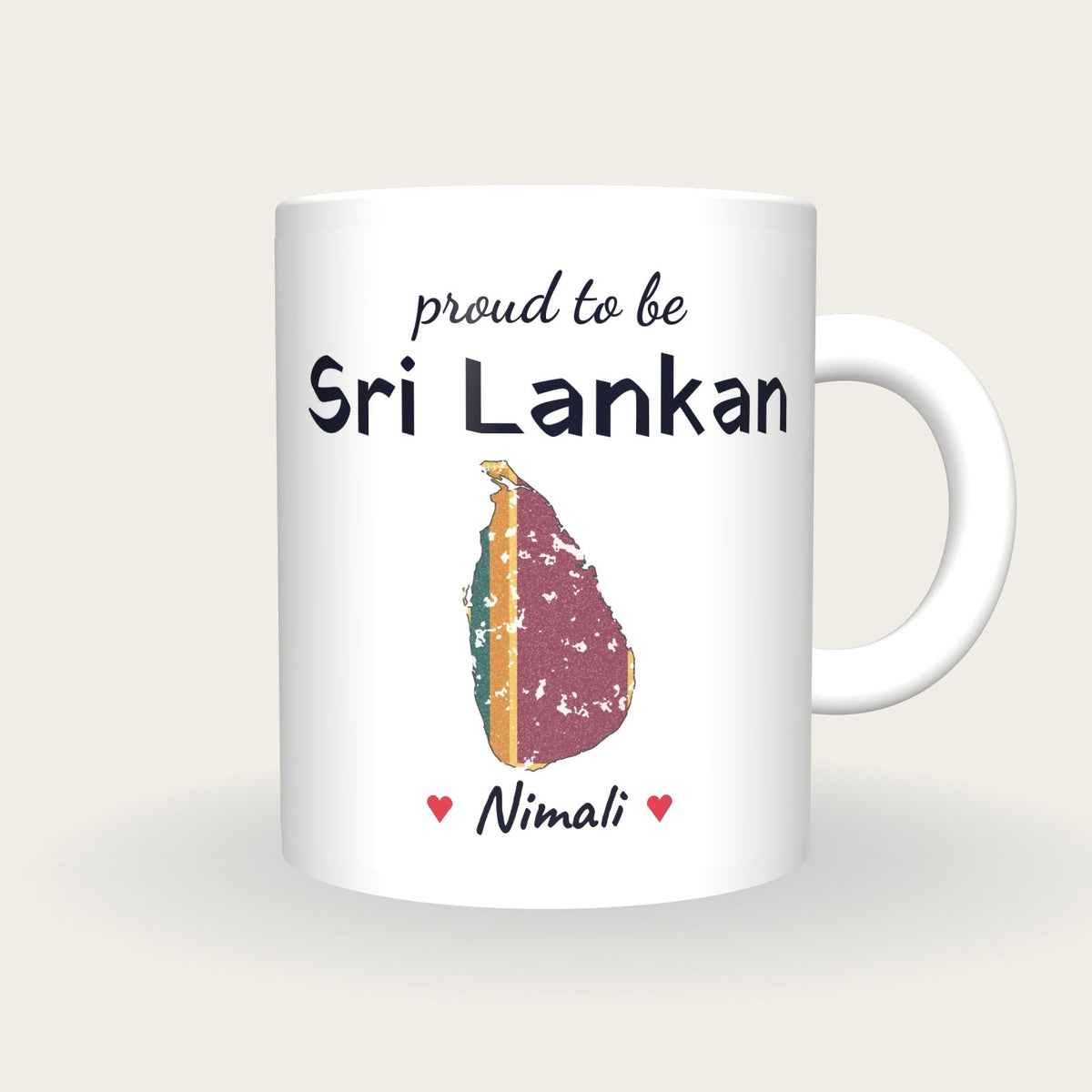 Personalised Sri Lanka Map Mug, Proud To Be Sri Lankan, front
