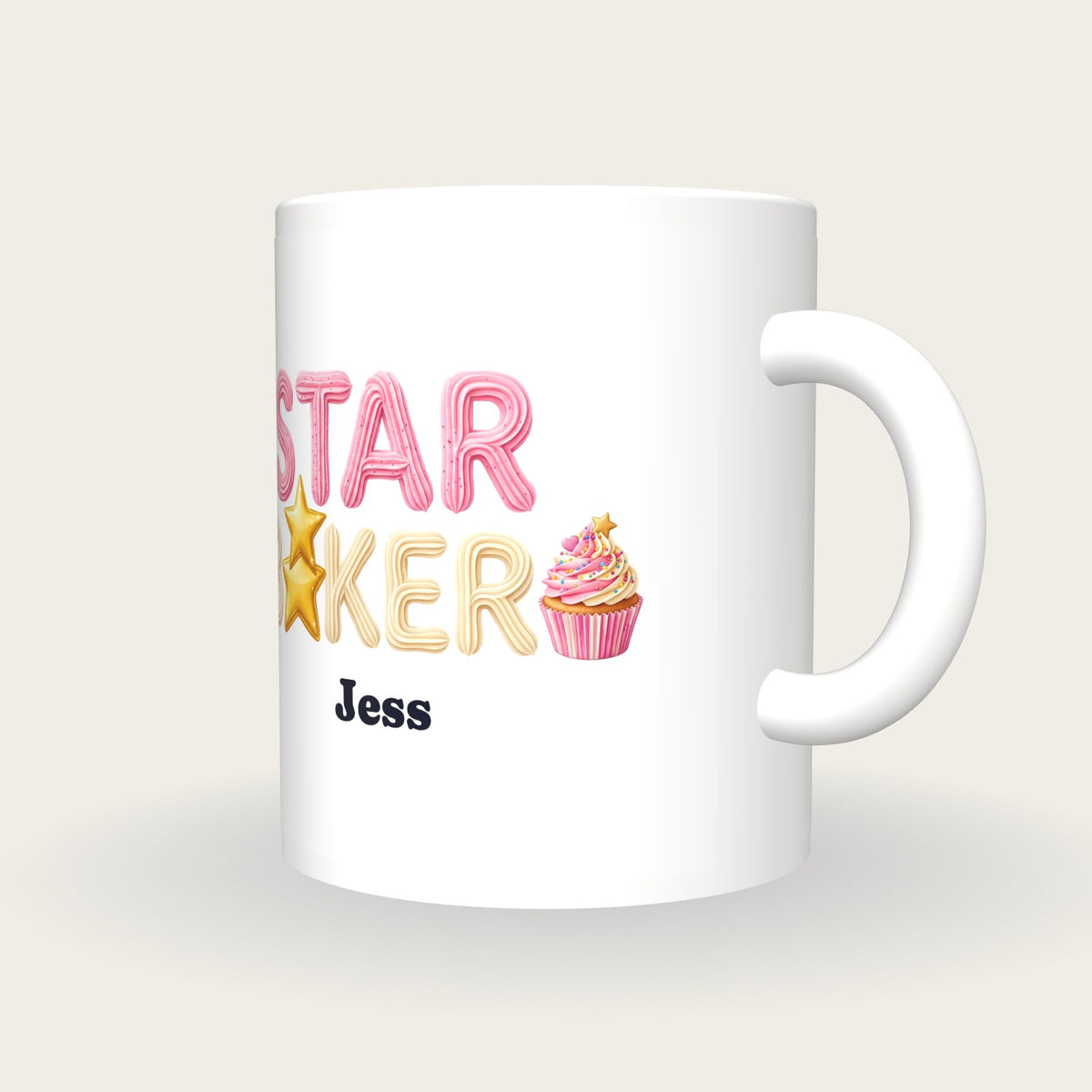 Personalised Star Baker Mug, three-quarter view