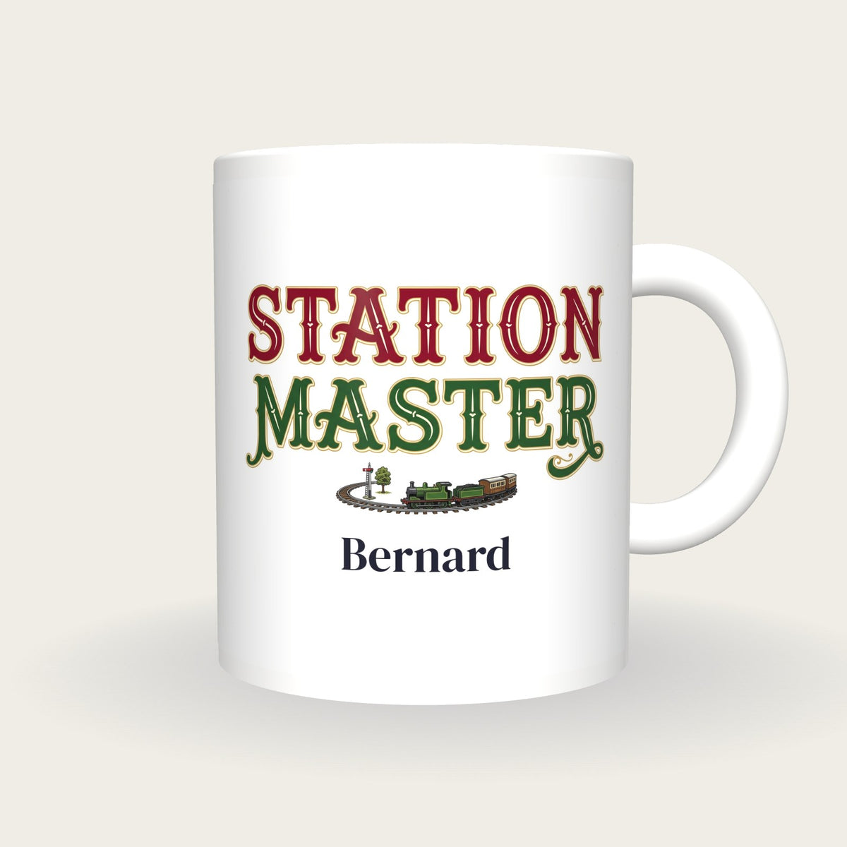 Personalised Station Master Model Railway Mug, front